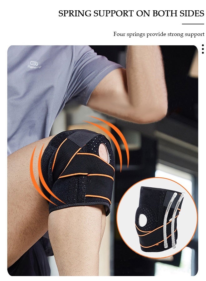 DUNISO دعامة للركبة مكونة من قطعتين مع مثبتات جانبية ومنصات هلامية للرضفة، دعامات دعم للركبة قابلة للتعديل لآلام الركبة، تمزق الغضروف المفصلي، ACL، MCL، التهاب المفاصل، تخفيف آلام المفاصل، التعافي من الإصابات - Image 3
