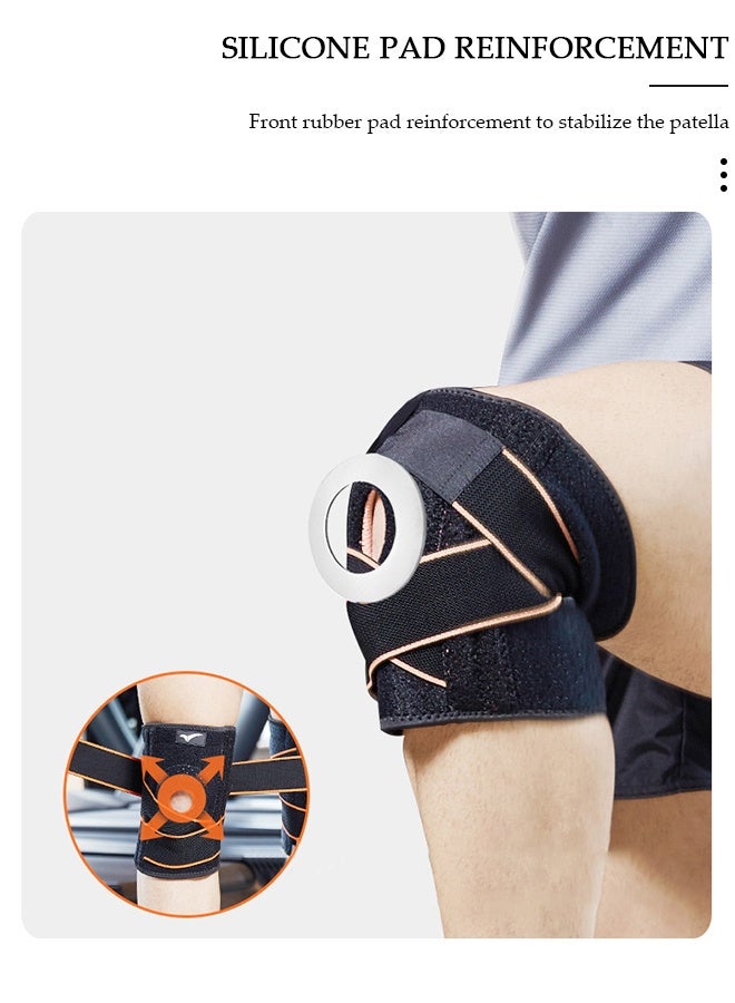 DUNISO دعامة للركبة مكونة من قطعتين مع مثبتات جانبية ومنصات هلامية للرضفة، دعامات دعم للركبة قابلة للتعديل لآلام الركبة، تمزق الغضروف المفصلي، ACL، MCL، التهاب المفاصل، تخفيف آلام المفاصل، التعافي من الإصابات - Image 4