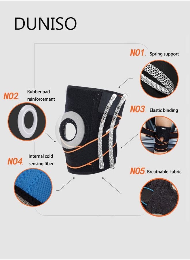 DUNISO 2-Piece Knee Pad Knee Brace with Side Stabilizers and Patella Gel Pads  Adjustable Compression Knee Support Braces for Knee Pain Meniscus Tear ACL MCL Arthritis Joint Pain Relief Injury Recovery  - Image 3