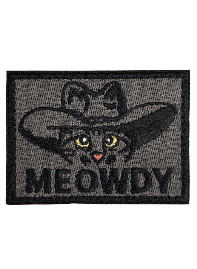 LEBEIGHT Funny Hook and Loop Embroidered Cat Morale Patch | 2.2" x 3" Meowdy Cowboy Cat Cute Animal DIY Meme Tactical Morale Patches for Backpacks, Military Uniforms, Army Vests, Jackets, Jeans, Hats, Helmets - Image 1