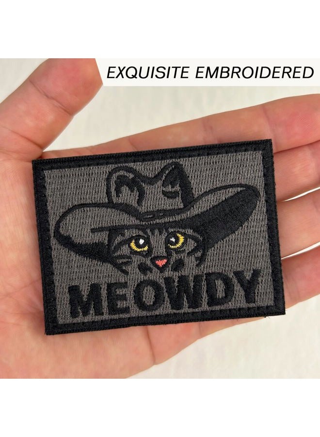 LEBEIGHT Funny Hook and Loop Embroidered Cat Morale Patch | 2.2" x 3" Meowdy Cowboy Cat Cute Animal DIY Meme Tactical Morale Patches for Backpacks, Military Uniforms, Army Vests, Jackets, Jeans, Hats, Helmets - Image 2