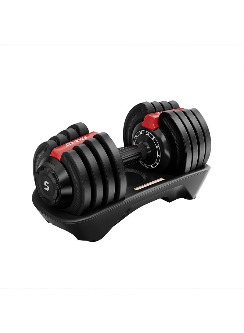 Sparnod Fitness SAD-18 Adjustable Dumbbell 18kg – 12 Weight Levels (1.5–18kg), Quick Adjust with Safety Lock, Non-Slip Grip, Thickened Base Full-Body Workout, Steel & Nylon - Image 1