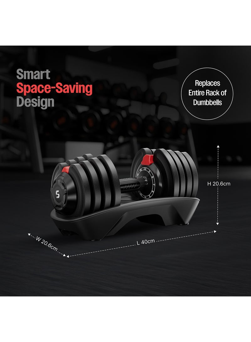 Sparnod Fitness SAD-18 Adjustable Dumbbell 18kg – 12 Weight Levels (1.5–18kg), Quick Adjust with Safety Lock, Non-Slip Grip, Thickened Base Full-Body Workout, Steel & Nylon - Image 5