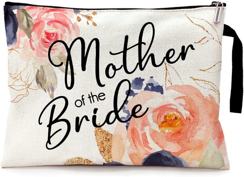Mother of the Bride Funny Cosmetic Bag, for Travel Toiletry Zipper Storage Pouch Makeup Bag, Mother of the Bride Gifts for Wedding Party, Wedding Party Cosmetic Bag, Wedding Party Gifts for mom