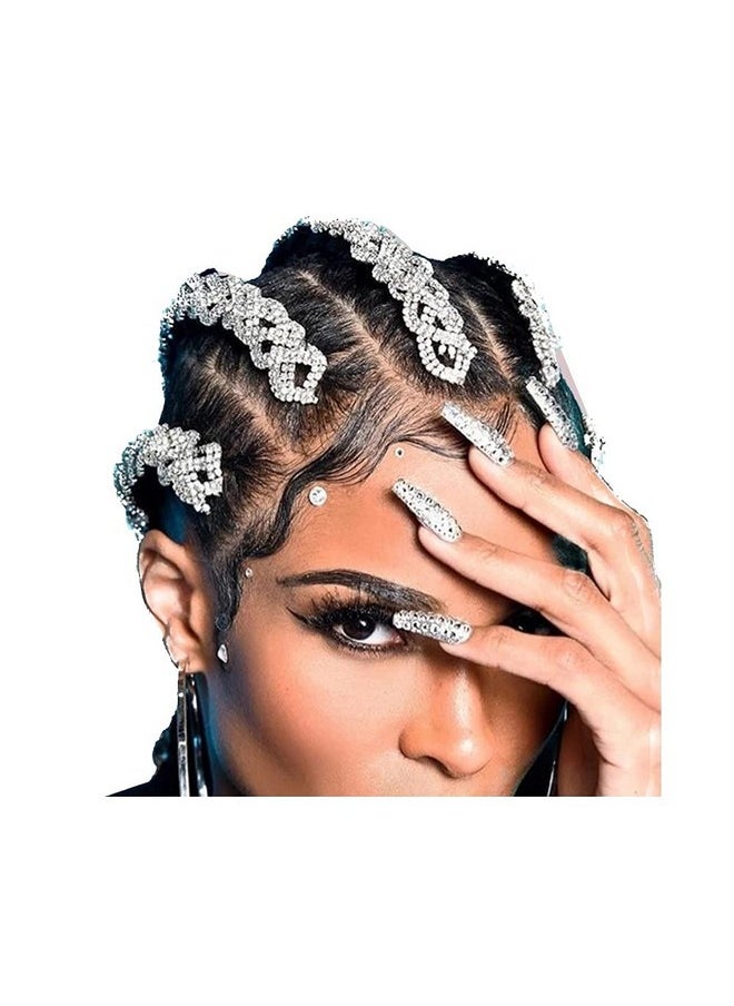 STONEFANS StoneFans Rhinestone Hair Jewelry for Braids Accessories HIP HOP Braid Jewelry Silver Bling Headpiece 3pcs Wedding Set  - Image 1