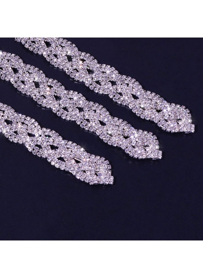 STONEFANS StoneFans Rhinestone Hair Jewelry for Braids Accessories HIP HOP Braid Jewelry Silver Bling Headpiece 3pcs Wedding Set  - Image 3