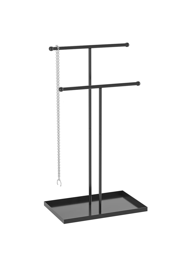 Coward 2 Tier Necklace Stand, Aesthetic Necklace Jewelry Holder, Home Decor Necklace Organizer Stand, Metal Necklace Bracelet Display Rack for Men Women (Black) - Image 1