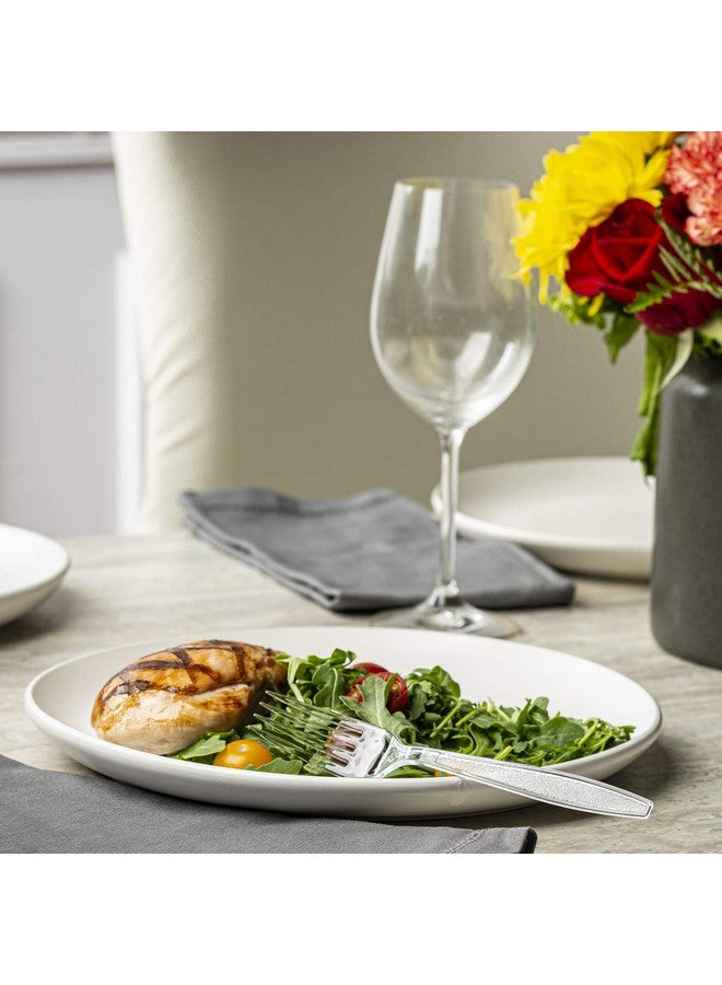 Comfy Package [300 Pack] Heavyweight Disposable Clear Plastic Forks Engraved Design - Image 5