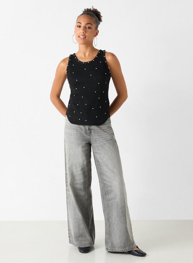 تواكستريمز بلوزة مزينة بدون أكمام بياقة مستديرة من تو إكستريمو - Image 2