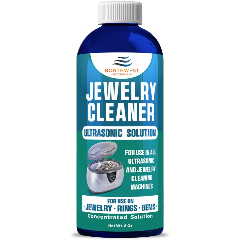 NORTHWEST ENTERPRISES NORTHWEST ENTERPRISES Jewelry Cleaner, Ultrasonic Jewelry Cleaner Solution - Cleans Gold, Silver, Platinum, Diamonds, Non-Porous, & Semi-Precious Jewelry (8 Ounce)  - Image 1