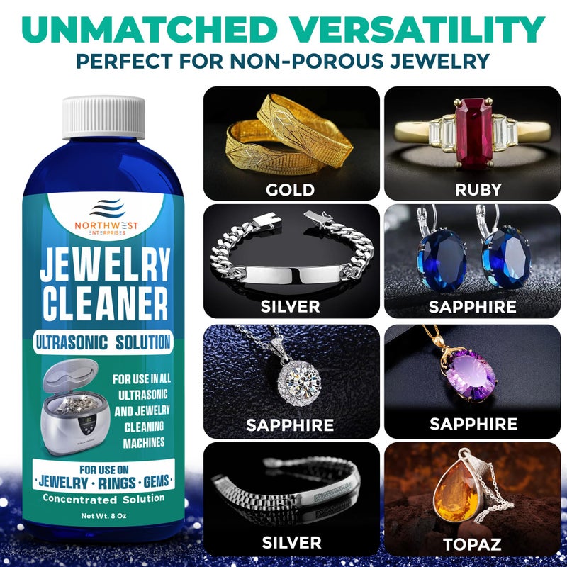 NORTHWEST ENTERPRISES NORTHWEST ENTERPRISES Jewelry Cleaner, Ultrasonic Jewelry Cleaner Solution - Cleans Gold, Silver, Platinum, Diamonds, Non-Porous, & Semi-Precious Jewelry (8 Ounce)  - Image 3