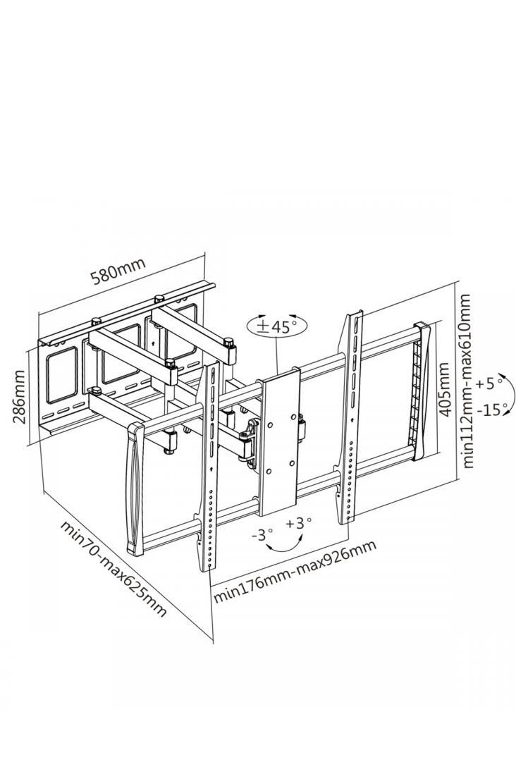 هامود حامل حائطي كبير جدًا ومتين للتلفزيونات المنحنية والمسطحة، بحركة كاملة، مناسب لمعظم أجهزة التلفزيون المنحنية والمسطحة بمقاسات من 60 إلى 100 بوصة - Image 5