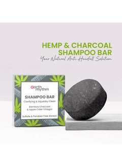 Earth Rhythm Charcoal Shampoo Bar ; Clarify Scalp Strengthen Roots Revitalise Hair ; Sulphate & Paraben Free Plastic Free ; Men & Women 80Gm (Cardboard)  - Image 3