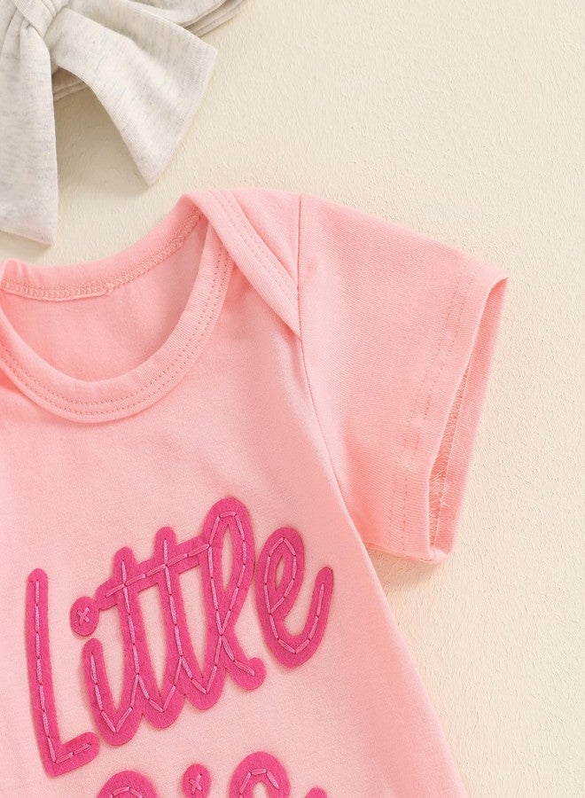 Ayalinggo Baby girl clothes little sister Romper Lil Sis Short Sleeve T-shirt Bobysuit Pants Headband 3pcs Summer Infant outfits (Pink, Newborn) - Image 3