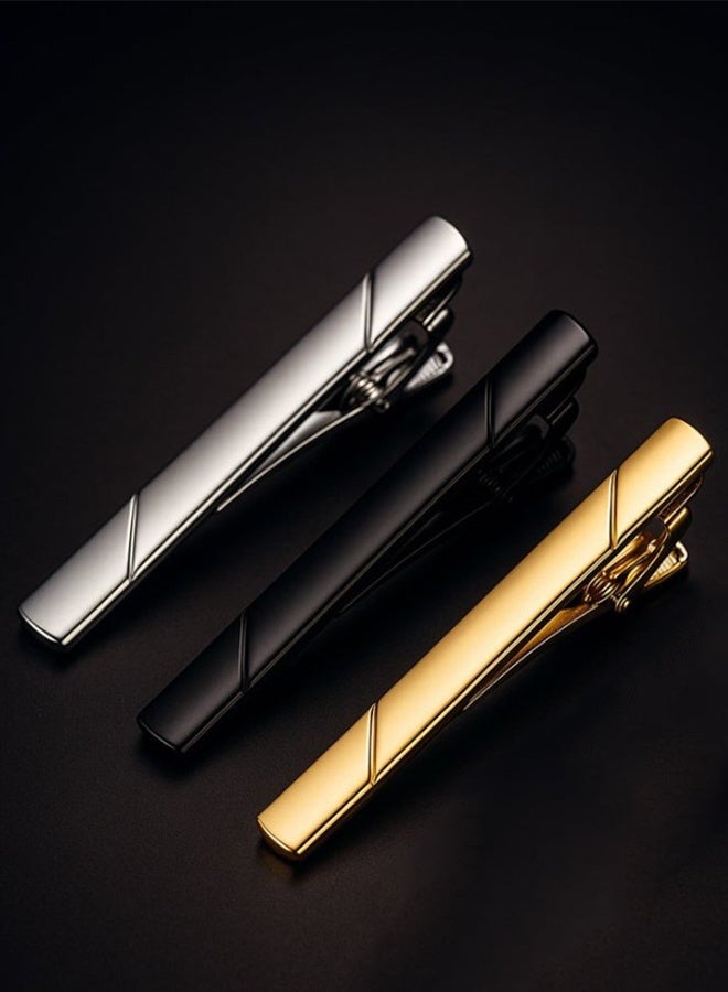 مجموعة من 3 قطع من مشابك ربطات العنق للرجال، حامل معدني رفيع رسمي - Image 5