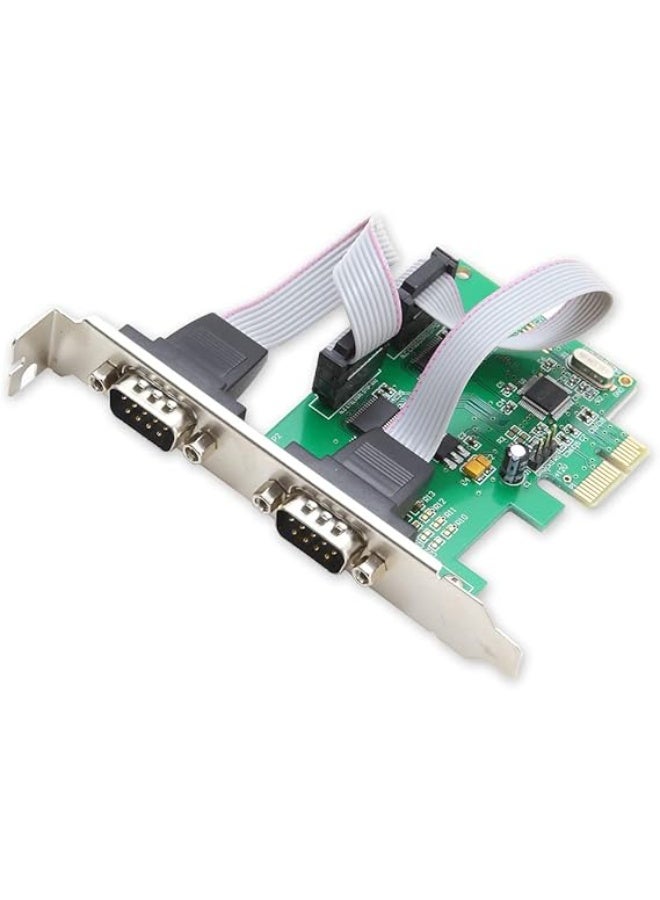 Serial Card with Dual DB9 Ports (RS-232), Low Profile Bracket Included, Multi-Port Expansion Card for Desktop Computers