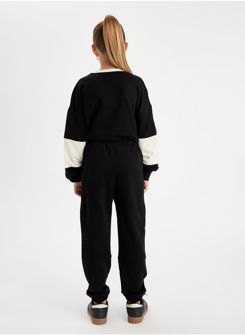 DeFacto - Printed Elasticated Cuffed Black Jogger Pants With Pockets - Image 1