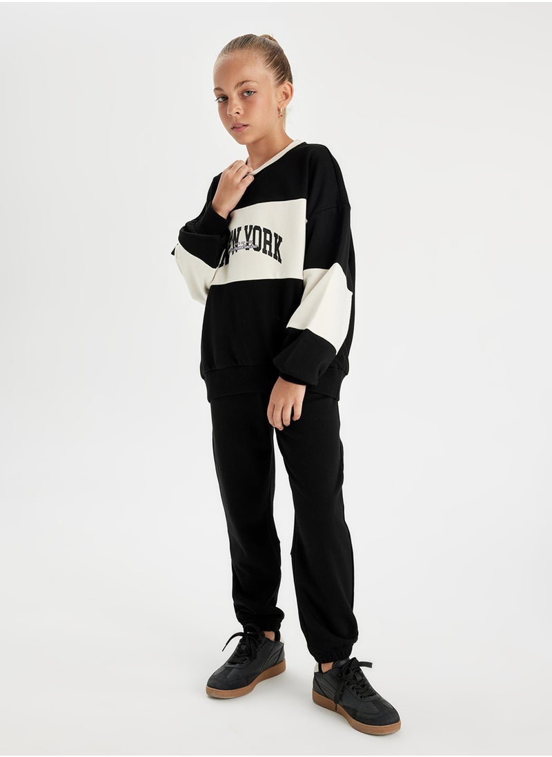 DeFacto - Printed Elasticated Cuffed Black Jogger Pants With Pockets - Image 1