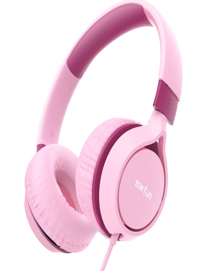 EarFun Kids Headphones, Foldable On-ear Headphones for Kids, 85dB Volume Limiter, Sturdy Design, Stereo Sound, Super Light, Adjustable Headband, Wired Children Headphone for School/Travel/Phone, Pink - Image 1