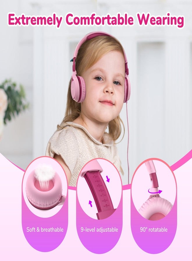 EarFun Kids Headphones, Foldable On-ear Headphones for Kids, 85dB Volume Limiter, Sturdy Design, Stereo Sound, Super Light, Adjustable Headband, Wired Children Headphone for School/Travel/Phone, Pink - Image 3