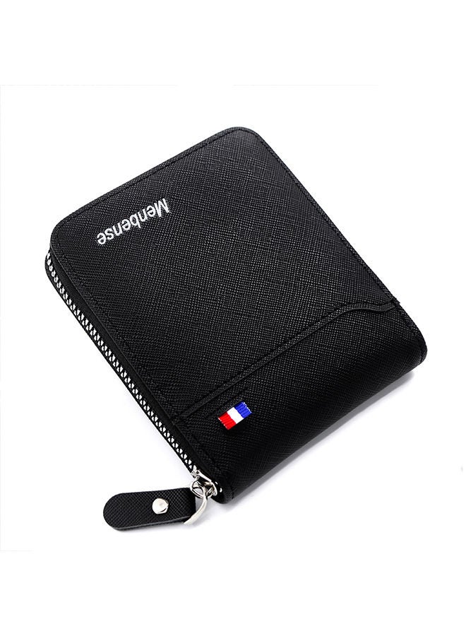 MenBense Classic Large Capacity Men's Bifold Short Wallet Coin Certificate Money Zipper Bag for Commute Business - Image 1
