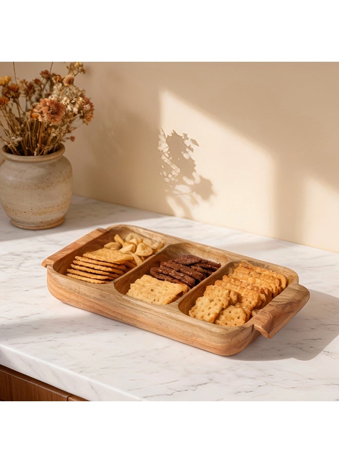 Home Box صينية ألبرتو الخشبية ذات 3 أقسام مع مقبض - Image 1