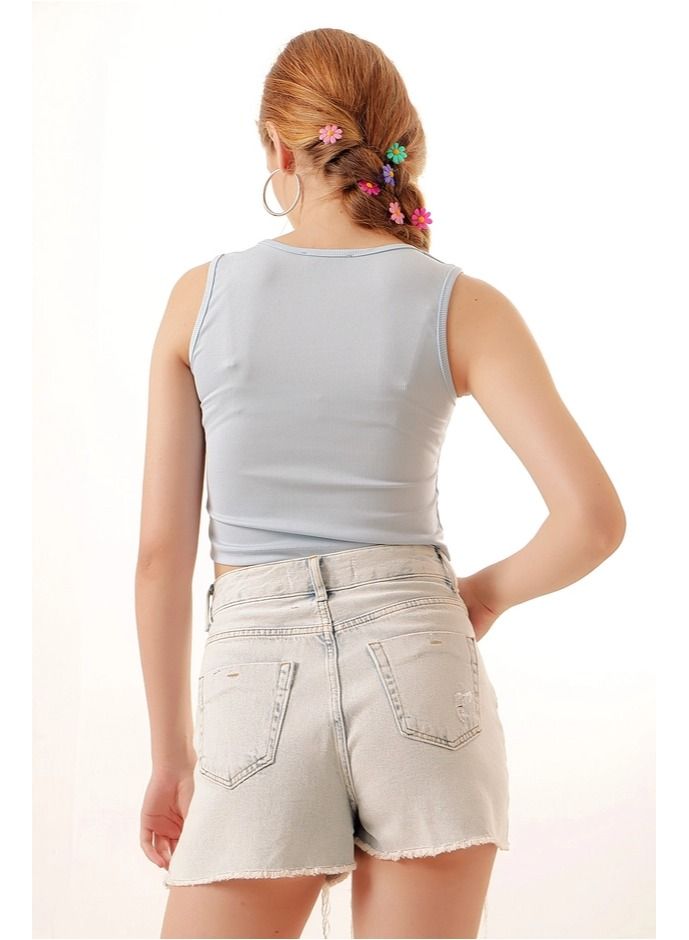 BIG DART Light Blue Crop Top - Image 3