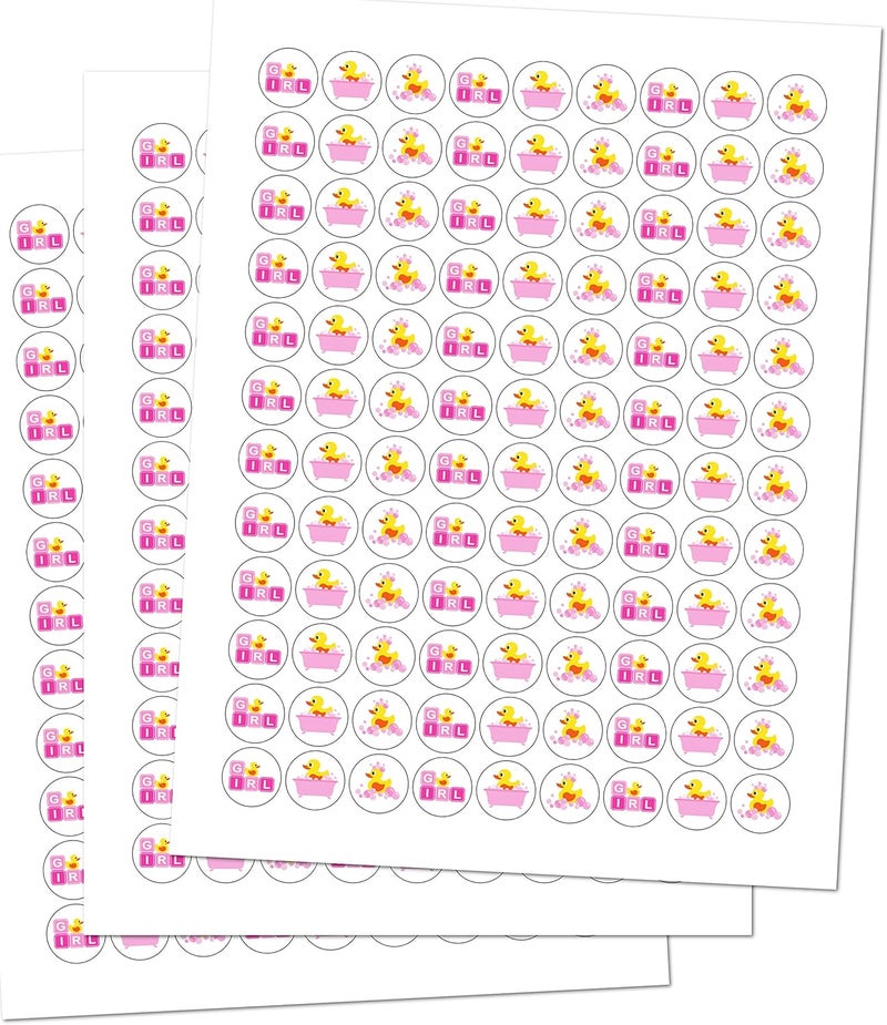 RokAPary 324 Pink Duck Rubber Ducky Theme Baby Shower Favors Stickers for Baby Shower Or Baby Sprinkle Party Decorations Baby Shower Kisses Stickers Birthday Ducky Kisses Stickers Made in USA - Image 2