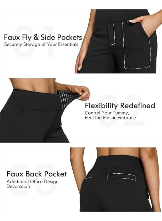 NIBEMINENT Yoga Pants Women Wide Leg Pants with Pockets High Waist Stretch Dress Casual Sweatpants Petite/Regular/Tall - Image 2