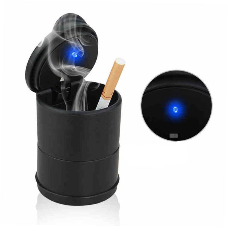 Portable Smokeless Car Ashtray With LED Light Lid Cup Holder For Smokers - Image 2