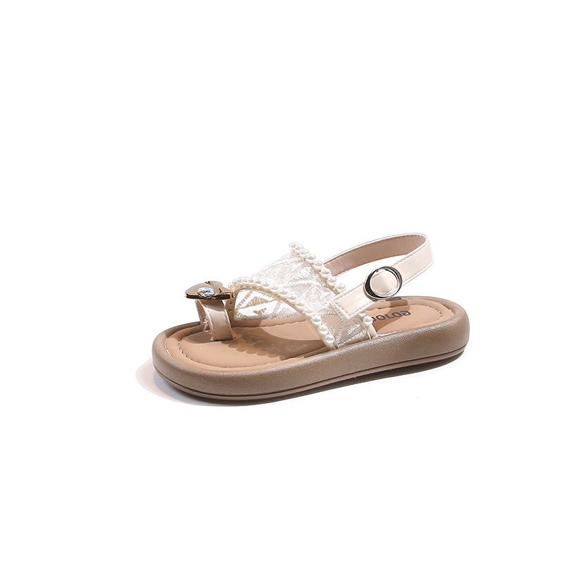 Casual Retro Princess Shoes for Kids beige white
