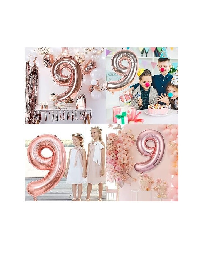 40 Inch Rose Gold Digit Helium Foil Birthday Party Balloons Number 9  - Image 5