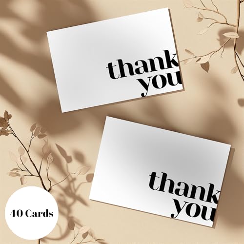 Paper Play Thank You Cards Bulk Pack of 40 White, 5x3.5 Inches with Matching Stickers & Envelopes, Minimalistic Design Suitable for Business, Baby Shower, Wedding, Small Business, Graduation, Funeral - Image 5