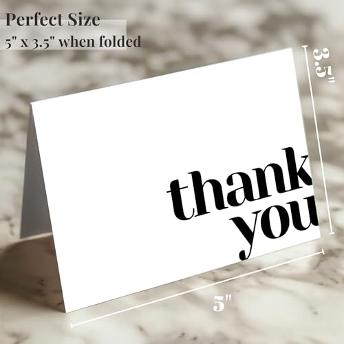 Paper Play Thank You Cards Bulk Pack of 40 White, 5x3.5 Inches with Matching Stickers & Envelopes, Minimalistic Design Suitable for Business, Baby Shower, Wedding, Small Business, Graduation, Funeral - Image 2