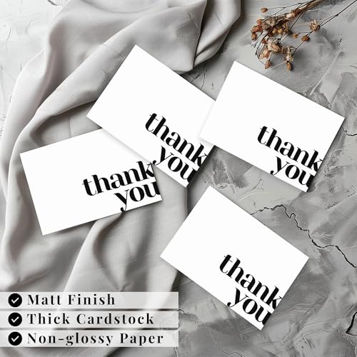 Paper Play Thank You Cards Bulk Pack of 40 White, 5x3.5 Inches with Matching Stickers & Envelopes, Minimalistic Design Suitable for Business, Baby Shower, Wedding, Small Business, Graduation, Funeral - Image 4