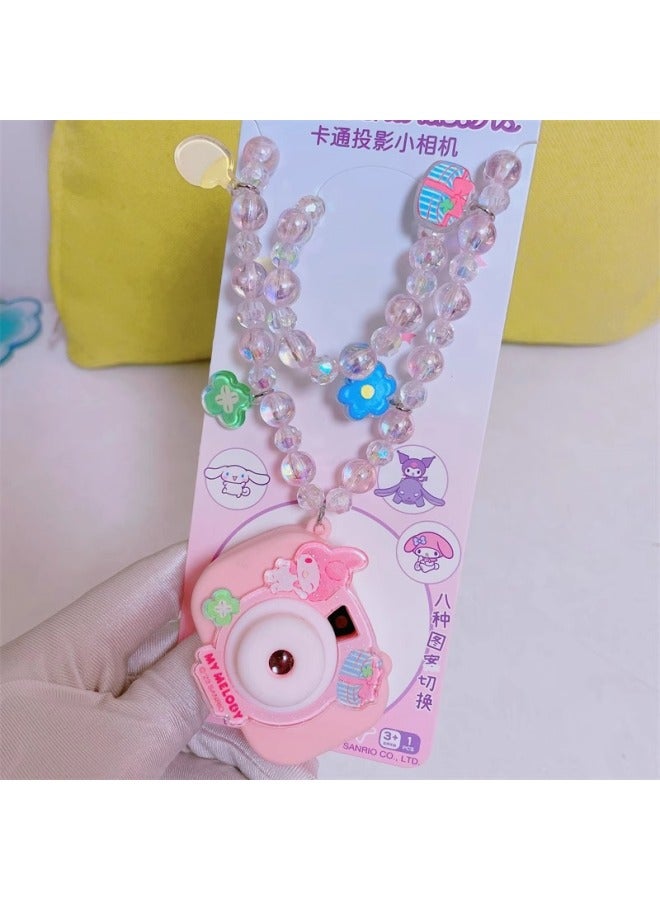 Sanrio Projection Camera Kulomi Necklace Cyber Celebrity Girls Hanging Chain Merlot Strawberry Ball Chain Toy-Color:Melody Gift Switch Projection Necklace  - Image 1