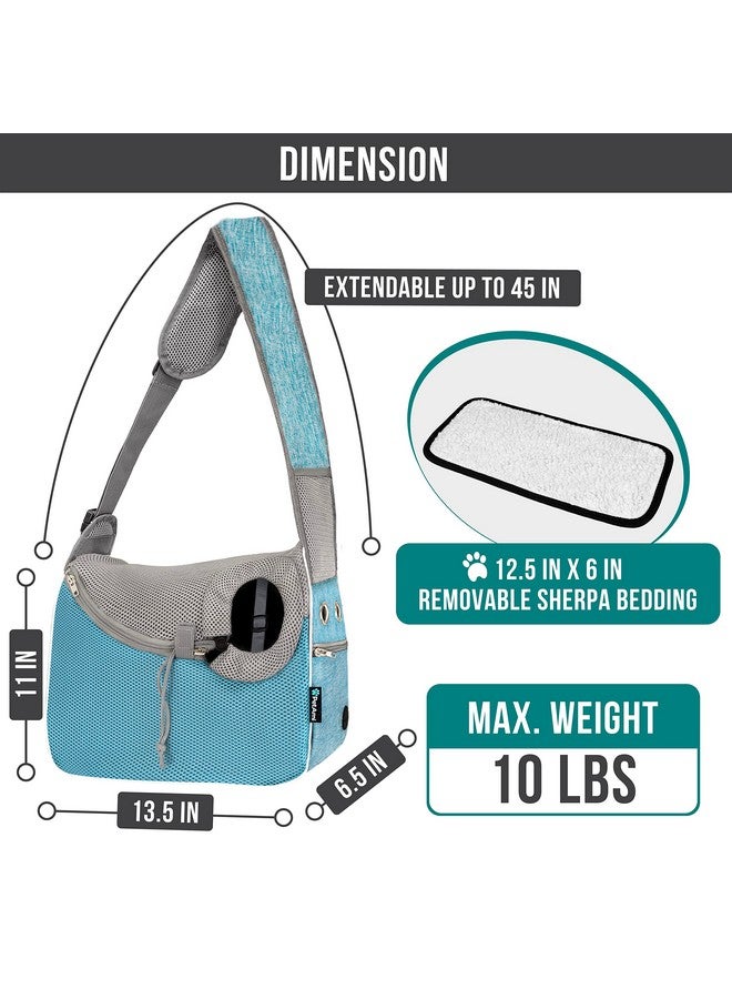 PetAmi PetAmi Small Dog Sling Carrier, Soft-Sided Crossbody Puppy Carrying Purse Bag, Adjustable Sling Pet Pouch to Wear Medium Dog Cat Travel, Dog Bag for Traveling, Breathable, Poop Bag Dispenser, Blue - Image 2