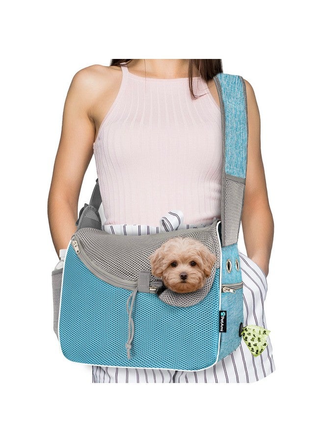 PetAmi PetAmi Small Dog Sling Carrier, Soft-Sided Crossbody Puppy Carrying Purse Bag, Adjustable Sling Pet Pouch to Wear Medium Dog Cat Travel, Dog Bag for Traveling, Breathable, Poop Bag Dispenser, Blue - Image 1
