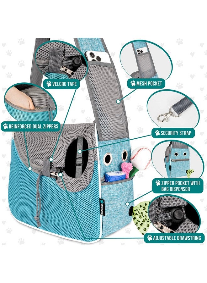 PetAmi PetAmi Small Dog Sling Carrier, Soft-Sided Crossbody Puppy Carrying Purse Bag, Adjustable Sling Pet Pouch to Wear Medium Dog Cat Travel, Dog Bag for Traveling, Breathable, Poop Bag Dispenser, Blue - Image 3