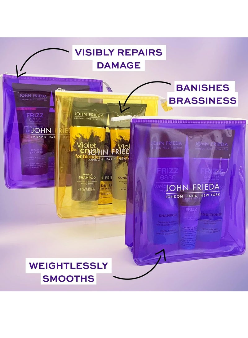 جون فريدا مجموعة هدايا فايوليت كراش للشعر الأشقر 2 250 مل شامبو بلسم عينة من معجزة القطرات - Image 4