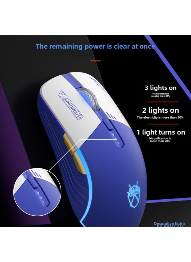 Generic - Wrangler E70S Wireless Mouse Bluetooth Three-Mode Charging Mute Gaming E-Sports Office Laptop Desktop Computer-Specifications:Blue And White Flagship Version [❤Wireless Bluetooth Three-mode] Battery Level Indicator★Type-c Fast Charging★Neutral Mouse With Unlimited Computers And Tablets For Men And Women And Girls - Image 1