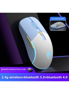 Wrangler E70S Wireless Mouse Bluetooth Three-Mode Charging Mute Gaming E-Sports Office Laptop Desktop Computer-Specifications:Blue And White Flagship Version [❤Wireless Bluetooth Three-mode] Battery Level Indicator★Type-c Fast Charging★Neutral Mouse With Unlimited Computers And Tablets For Men And Women And Girls