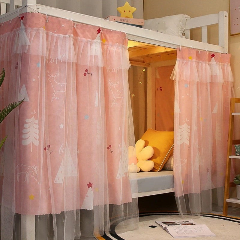 ITODA Bed Curtain Dorm Home Upper&Bottom Bed Cloth Curtain Lightproof Bed Tents Drapes Breathable Dustproof Bed Canopy with Rope Buckles(2 PCS) - Image 3