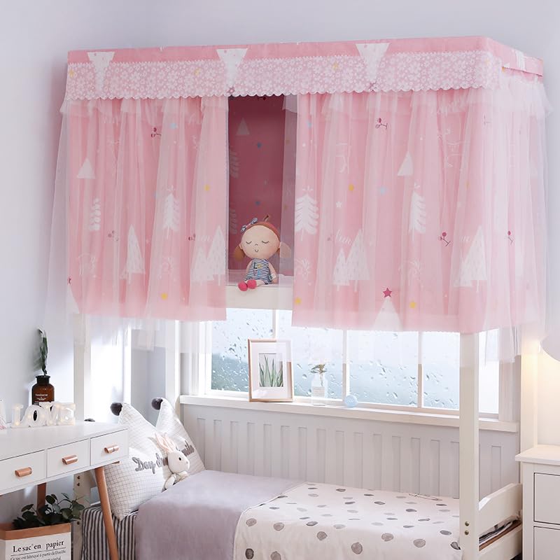ITODA Bed Curtain Dorm Home Upper&Bottom Bed Cloth Curtain Lightproof Bed Tents Drapes Breathable Dustproof Bed Canopy with Rope Buckles(2 PCS) - Image 5