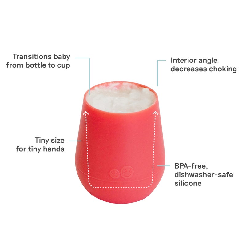 ezpz Tiny Cup (Coral) - 4 months+ - 100% Silicone Training Cup for Infants - Designed by a Pediatric Feeding Specialist - Baby-Led Weaning Essentials & Baby Gifts - Image 2