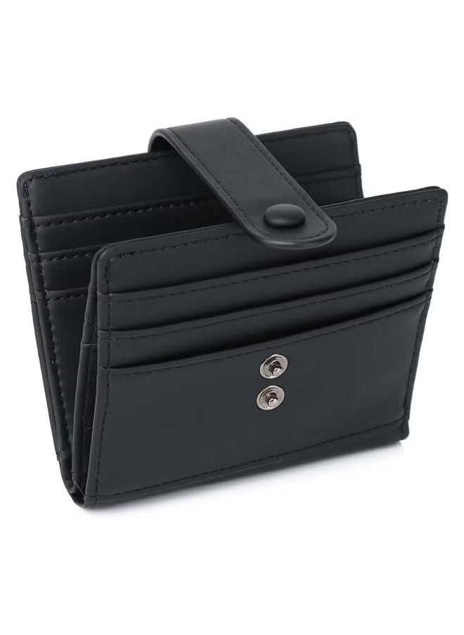 Arabest Slim Wallet for Women, RFID Blocking Bifold Credit Card Holder, Card Case, Leather Small Card Wallets Women, Leather Bifold Wallets with Zipper, Coin Pocket (Black)  - Image 1