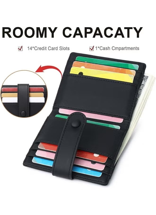 Arabest Slim Wallet for Women, RFID Blocking Bifold Credit Card Holder, Card Case, Leather Small Card Wallets Women, Leather Bifold Wallets with Zipper, Coin Pocket (Black)  - Image 2