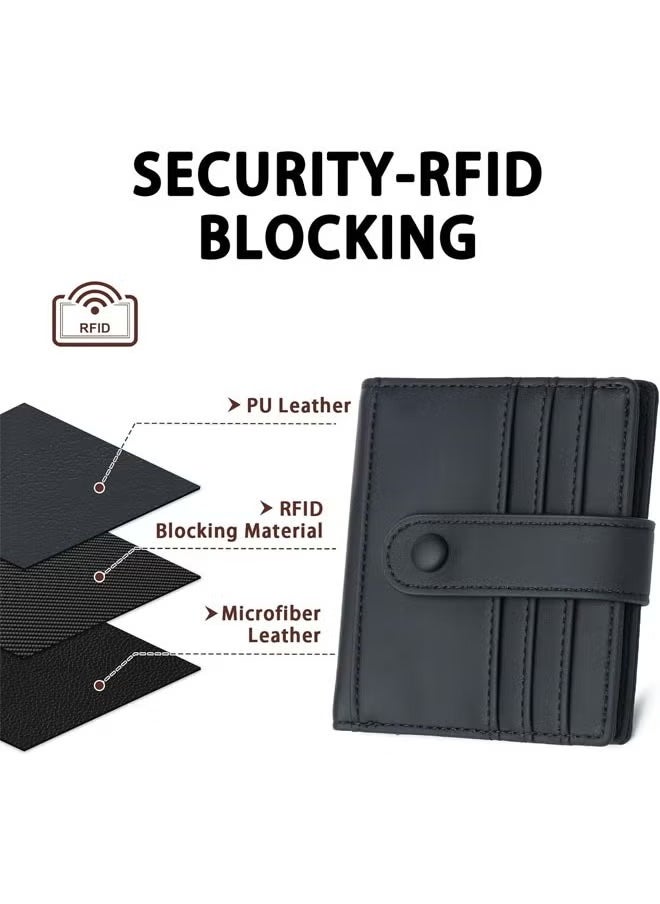 Arabest Slim Wallet for Women, RFID Blocking Bifold Credit Card Holder, Card Case, Leather Small Card Wallets Women, Leather Bifold Wallets with Zipper, Coin Pocket (Black)  - Image 3
