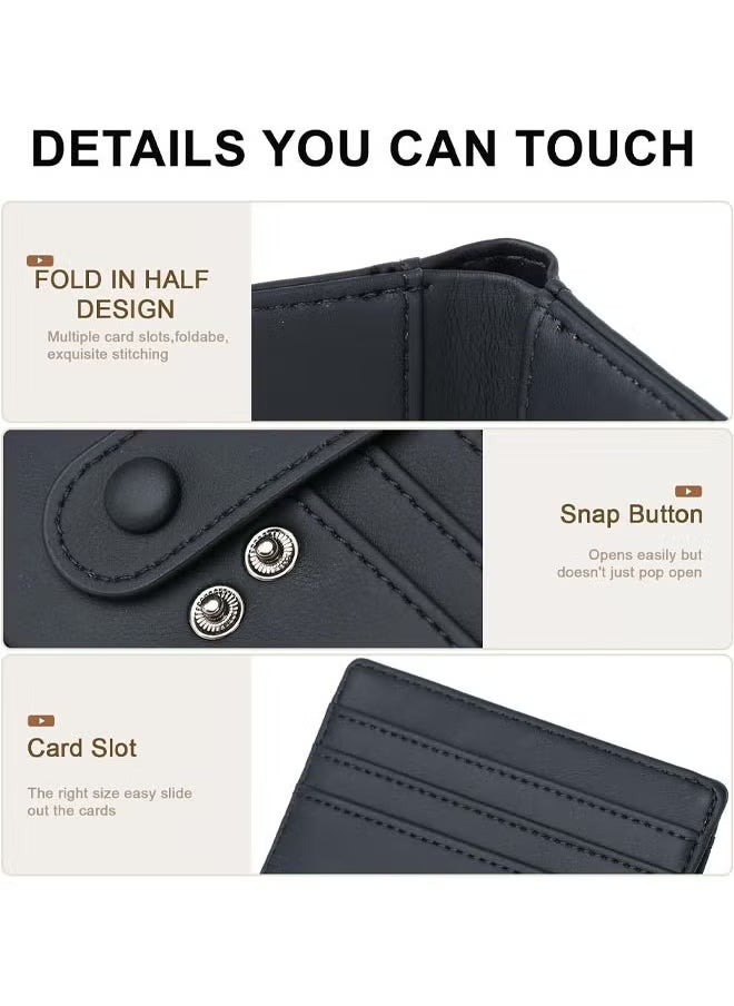 Arabest Slim Wallet for Women, RFID Blocking Bifold Credit Card Holder, Card Case, Leather Small Card Wallets Women, Leather Bifold Wallets with Zipper, Coin Pocket (Black)  - Image 4
