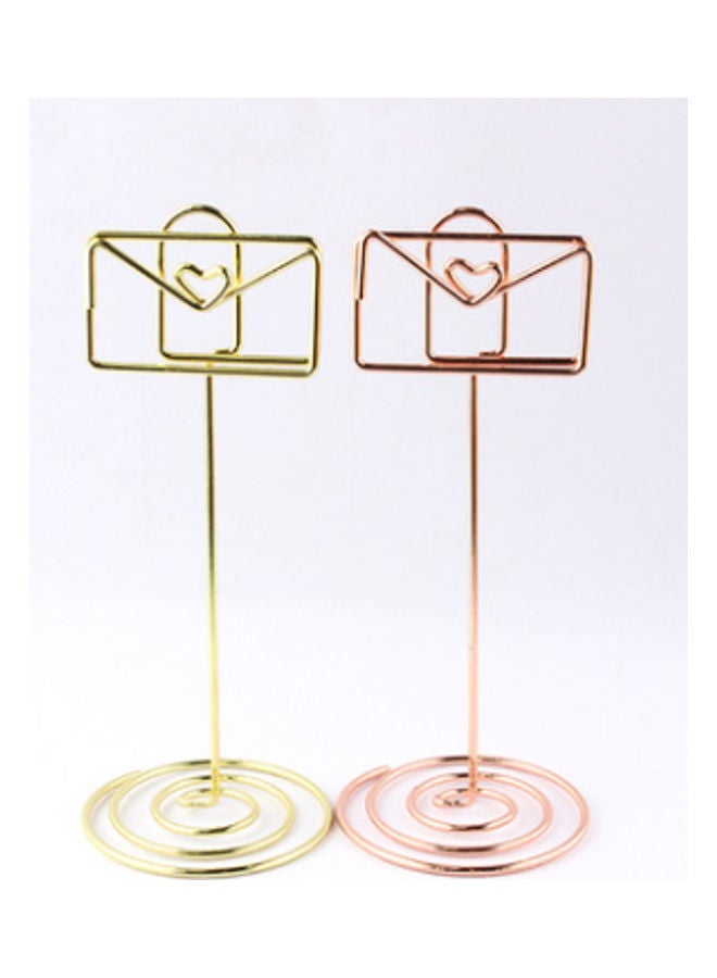 NIBEMINENT 2-Piece Cartoon Desktop Business Card Holder Gold/Pink 